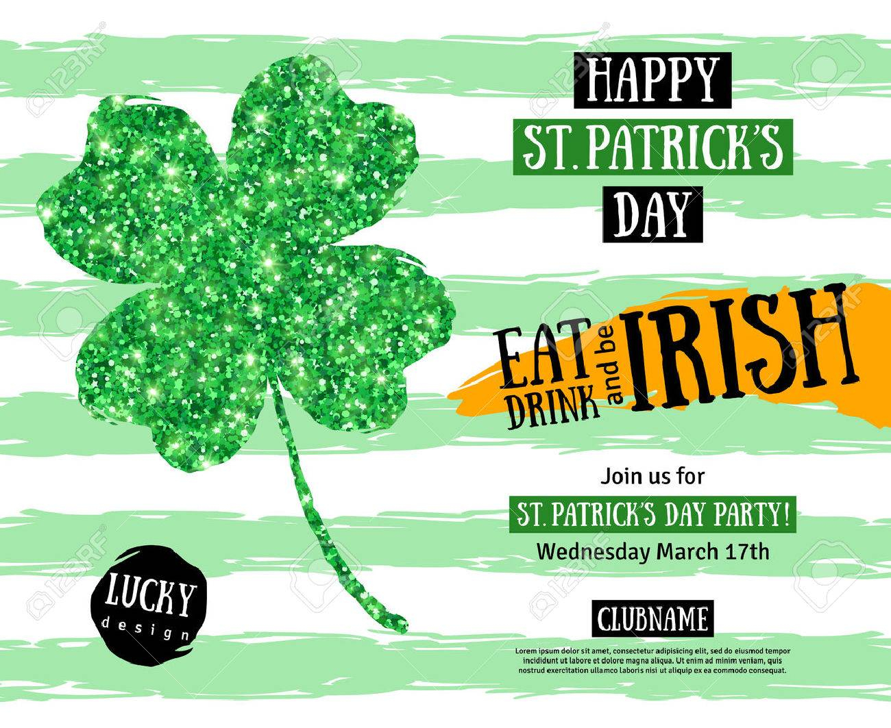 Happy St Patricks Day Pub Party Invitation Template Vector in size 1300 X 1063