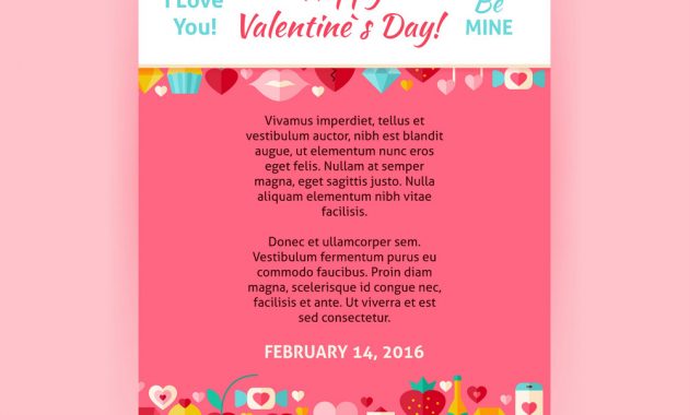 Happy Valentine Day Invitation Template Flyer Vector Image in proportions 1000 X 1080