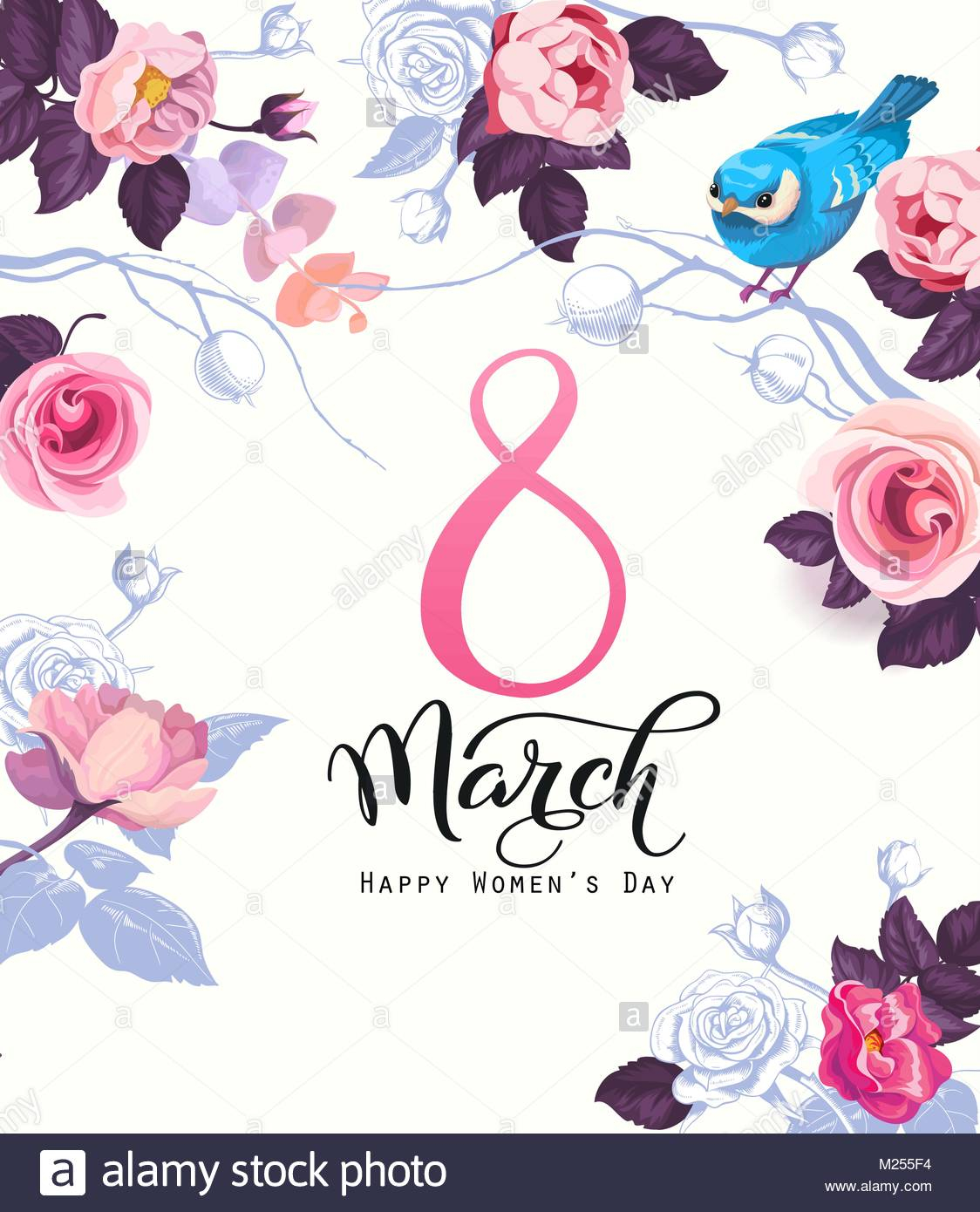 Happy Womens Day Postcard Party Invitation Or Festive Banner Stock within size 1124 X 1390