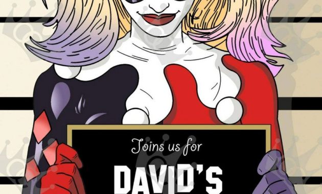 Harley Quinn Custom Digital Printable Birthday Party Invite Template throughout sizing 999 X 1500