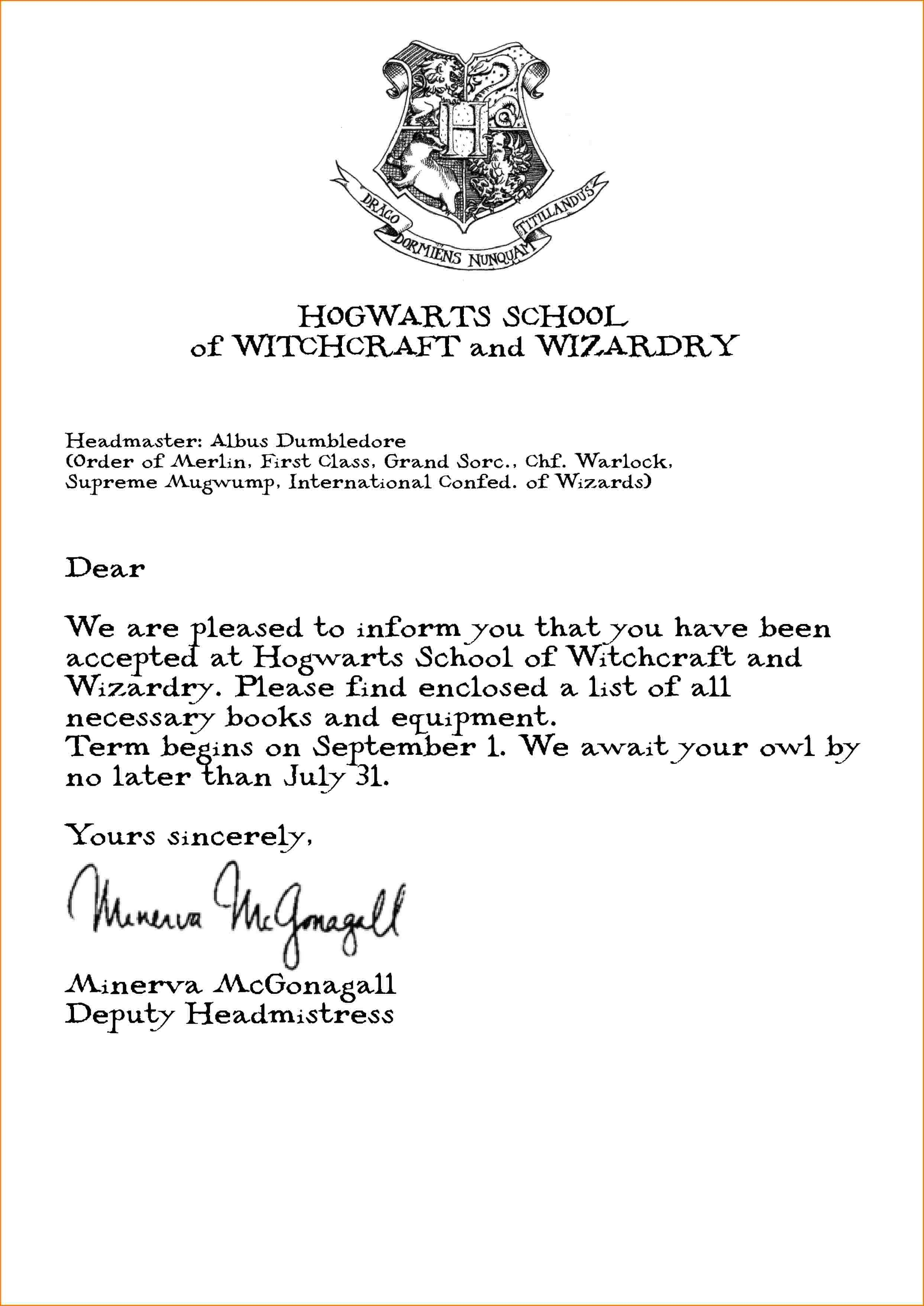 Harry Potter Invitation Letter Template Download in dimensions 2486 X 3514