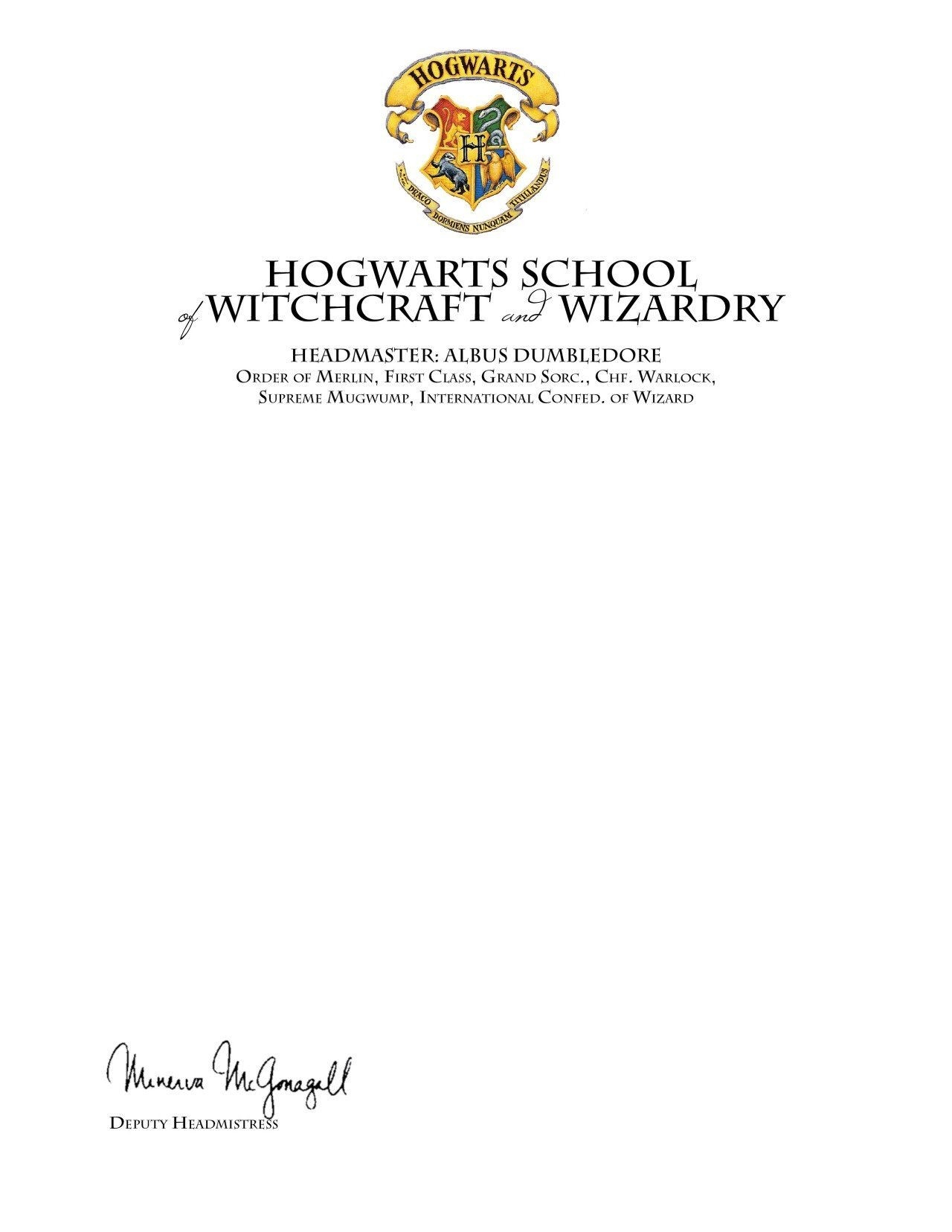 Invitation To Hogwarts Template Business Template Ideas