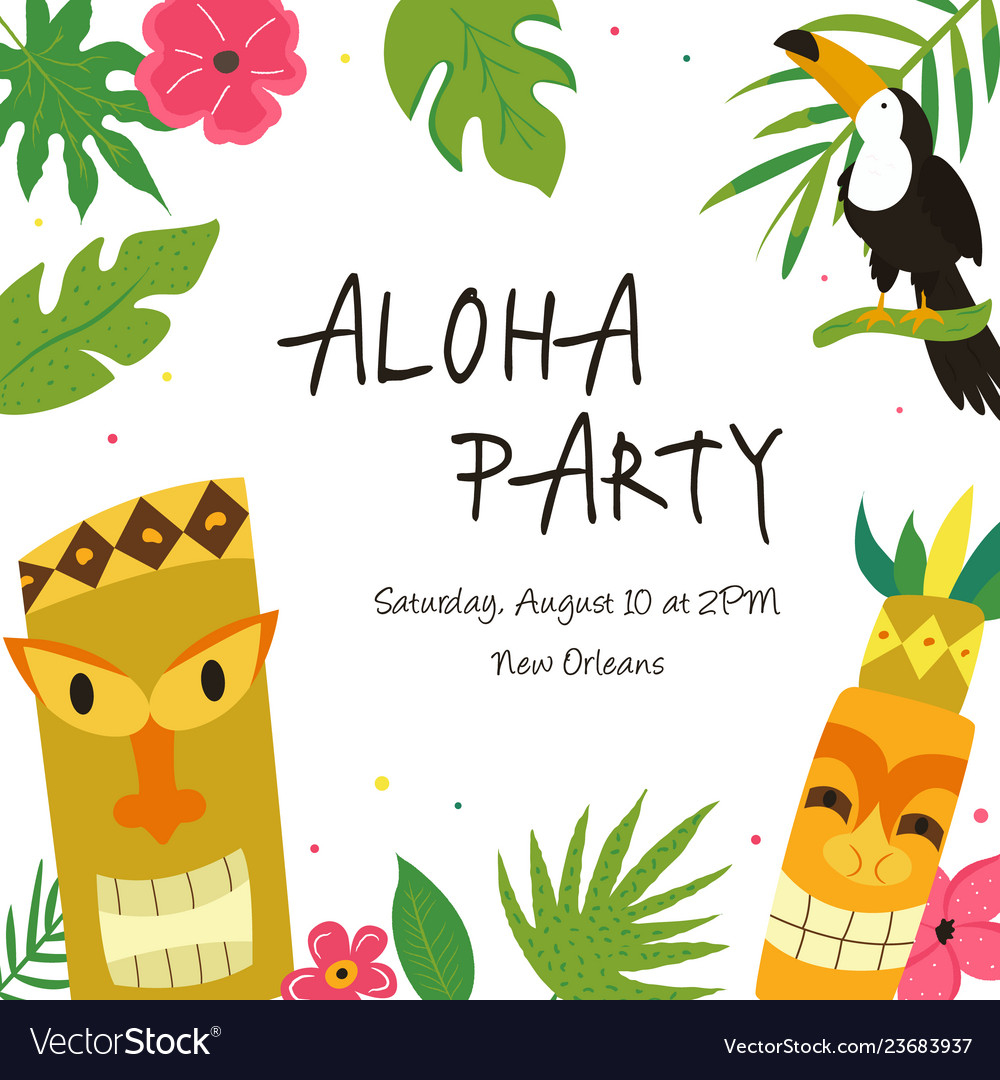 Hawaiian Luau Party Invitation Template Banner intended for measurements 1000 X 1080