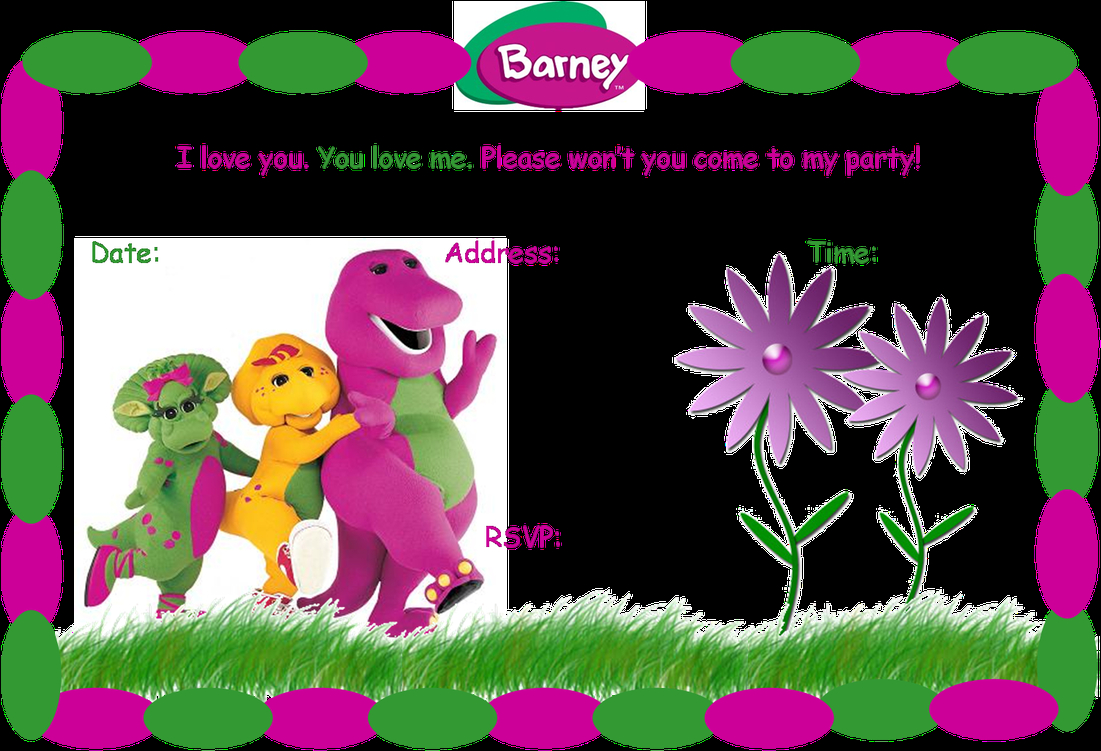 Hd Barney Birthday Invitation Templates Transparent Png Image within proportions 1101 X 751