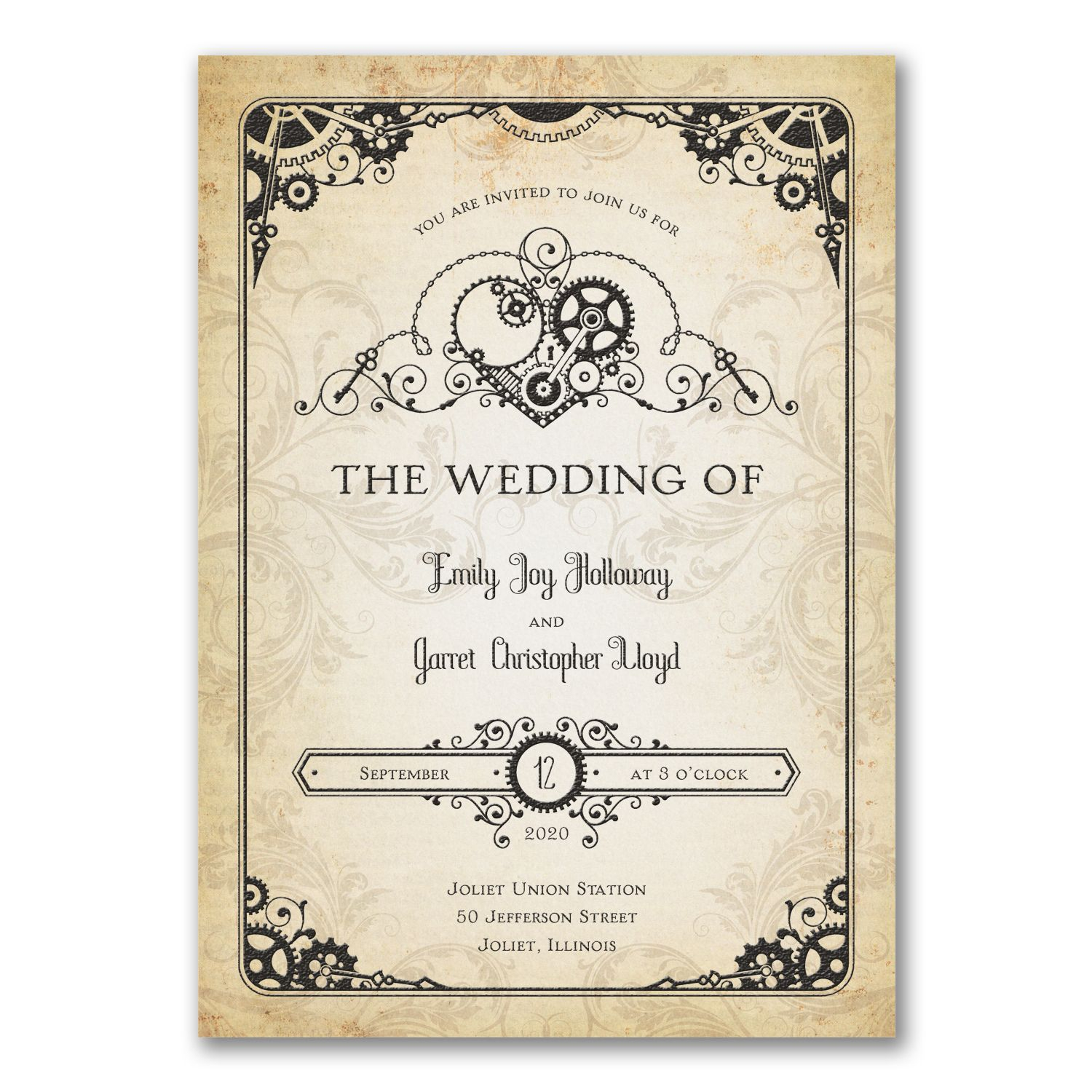 Heart Of Steampunk Invitation Wedding Invitations Wedding with dimensions 1500 X 1500