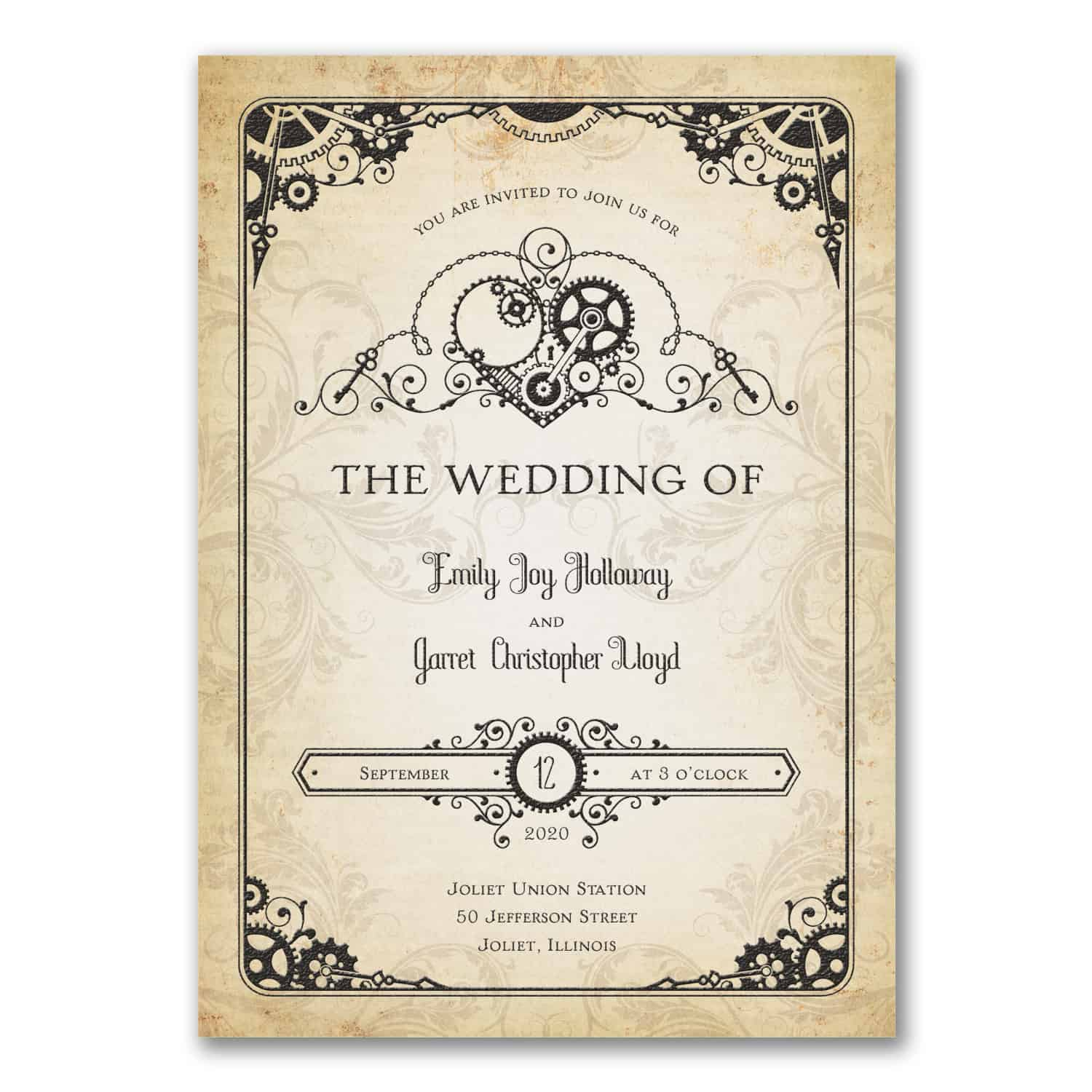 Heart Of Steampunk Wedding Invitations inside dimensions 1500 X 1500