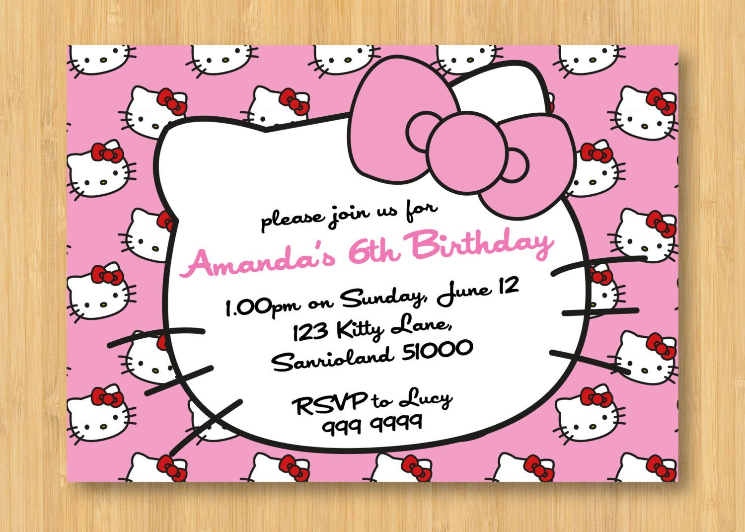 Hello Kitty Birthday Invitations Printable Free Invitation pertaining to measurements 1500 X 1071