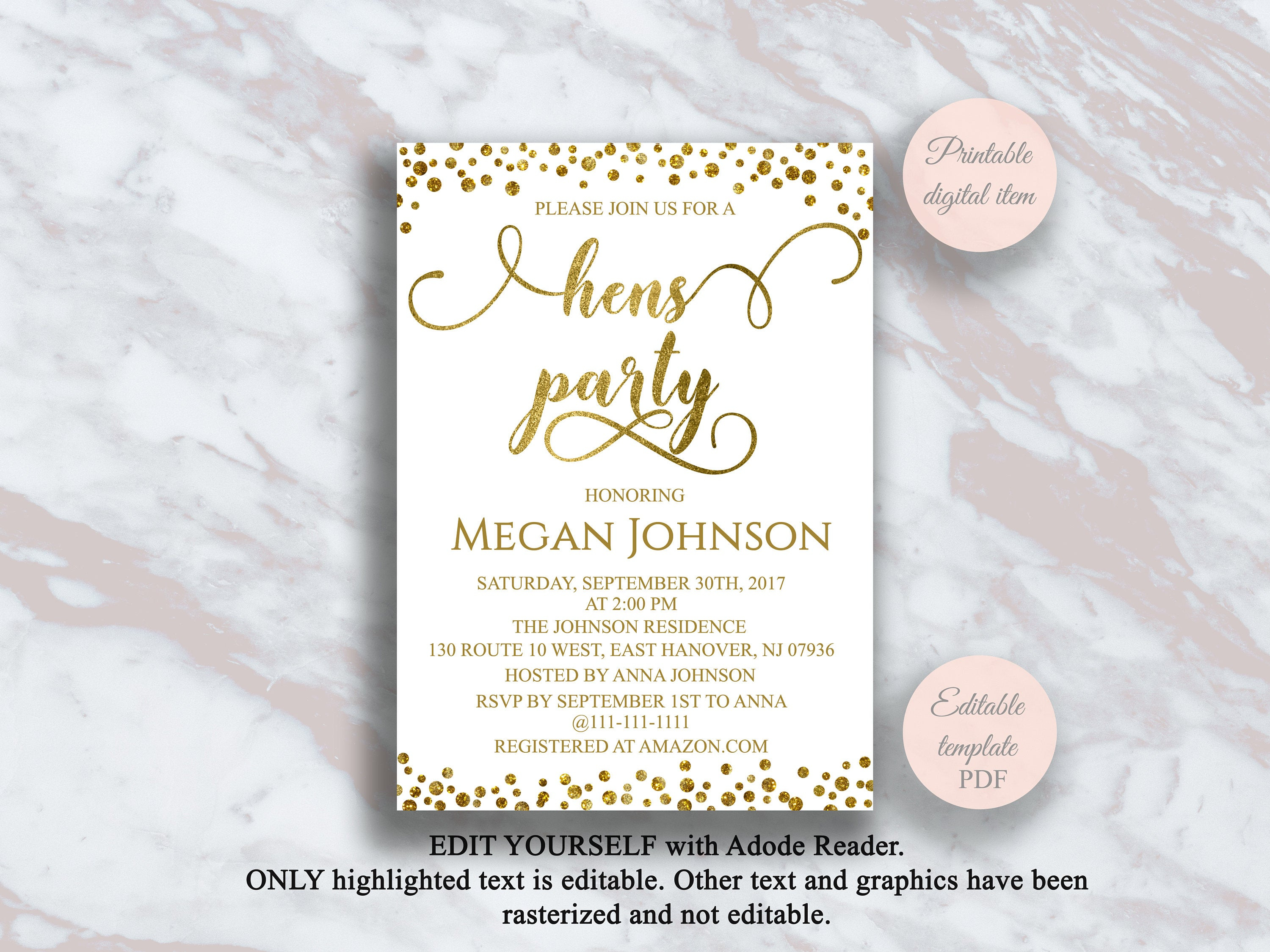 Hens Party Invitation Template Editable Bachelorette Party Etsy with proportions 3000 X 2250