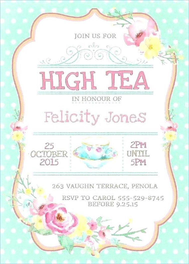 High Tea Party Invitation Template Free Party Invitation Card In inside proportions 756 X 1058