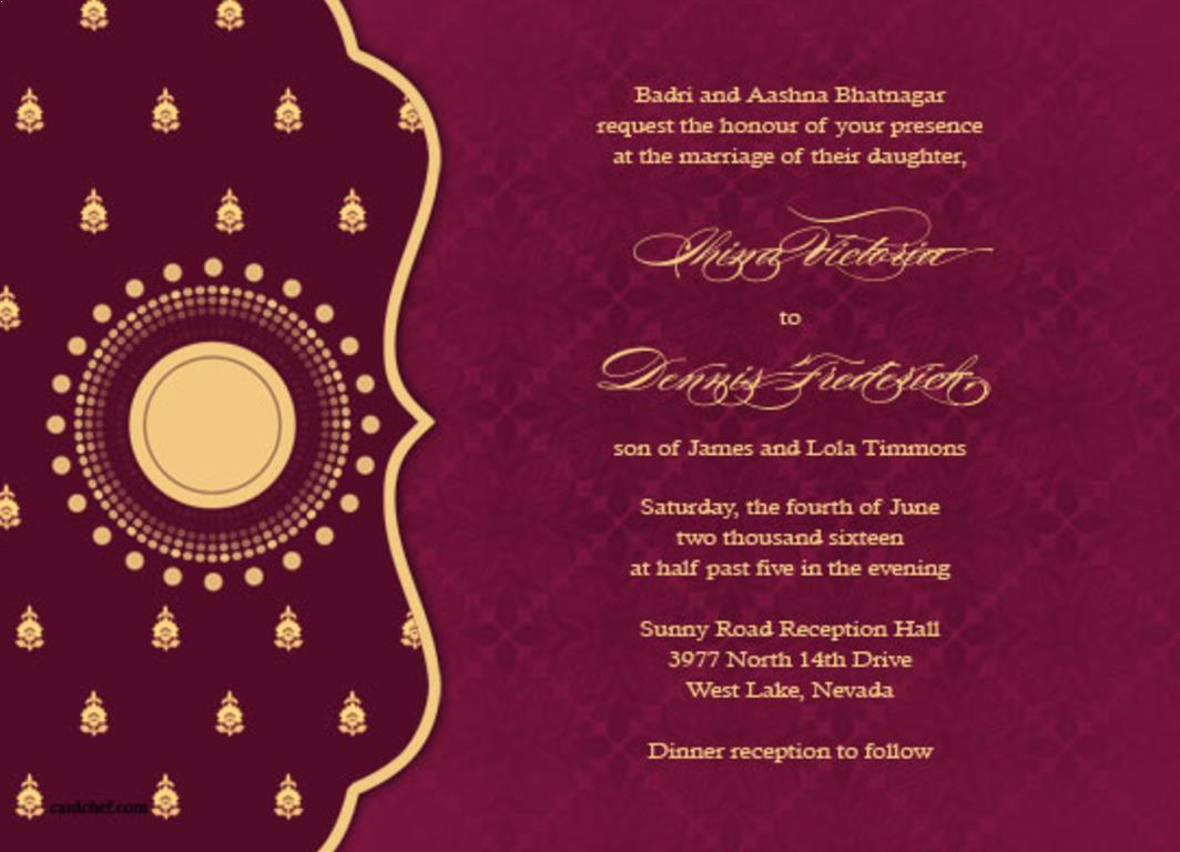 Hindu Wedding Invitations Free Template in dimensions 1064 X 768