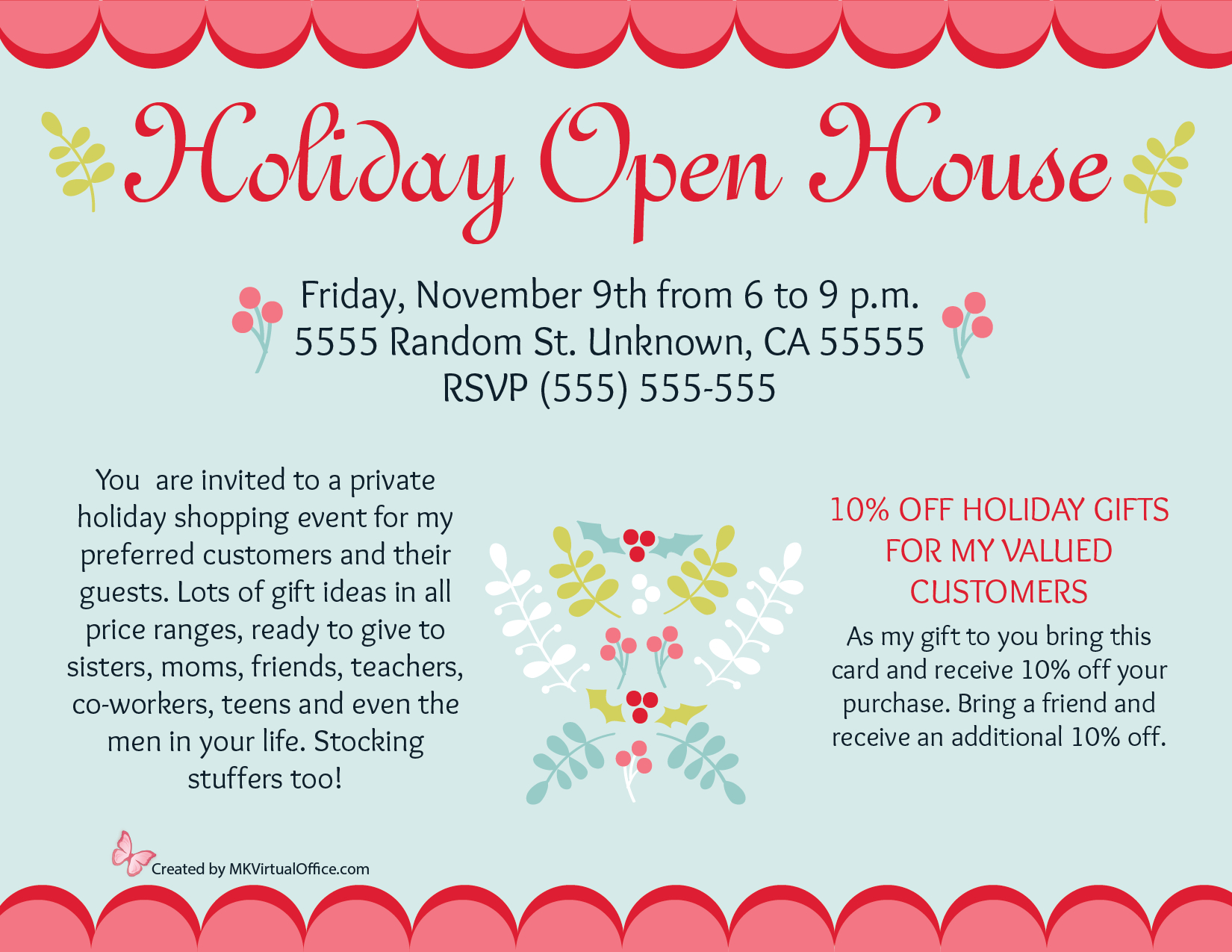 Holiday Open House Postcards Mk Virtual Office within measurements 1650 X 1275