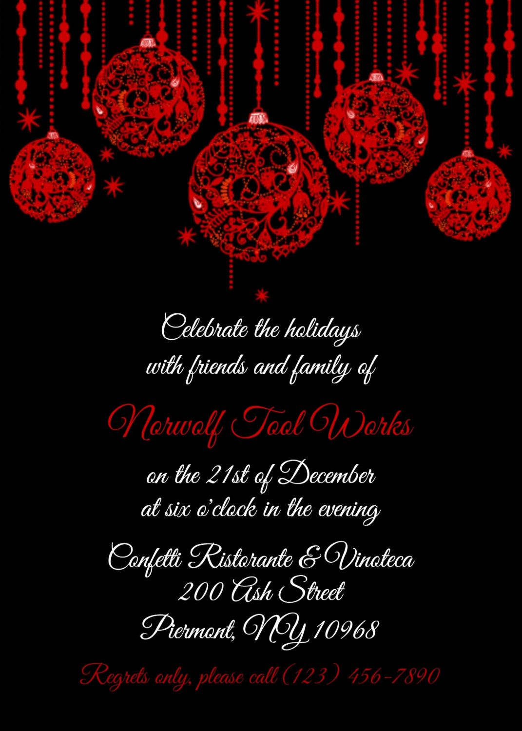 Holiday Party Invitation Christmas Filigree Ornament Print Your with sizing 1071 X 1500