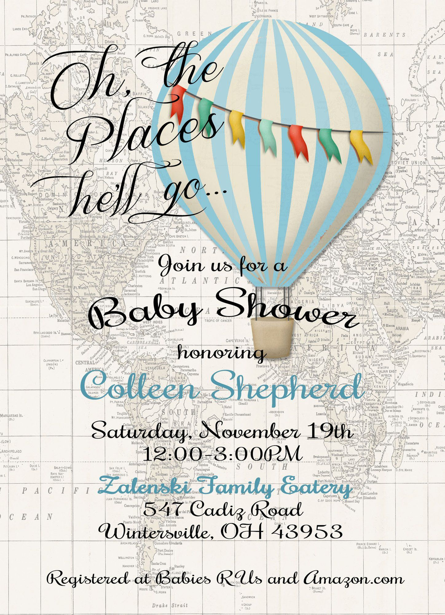 Hot Air Balloon Boy Ba Shower Invitation In 2019 Ba Shower regarding size 1448 X 2000