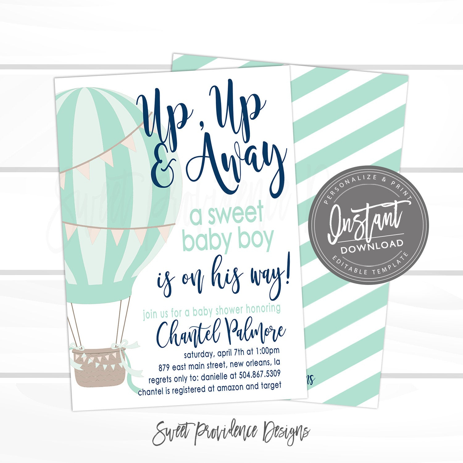 Hot Air Balloon Invitation Balloon Ba Shower Invitation Etsy throughout measurements 1500 X 1500