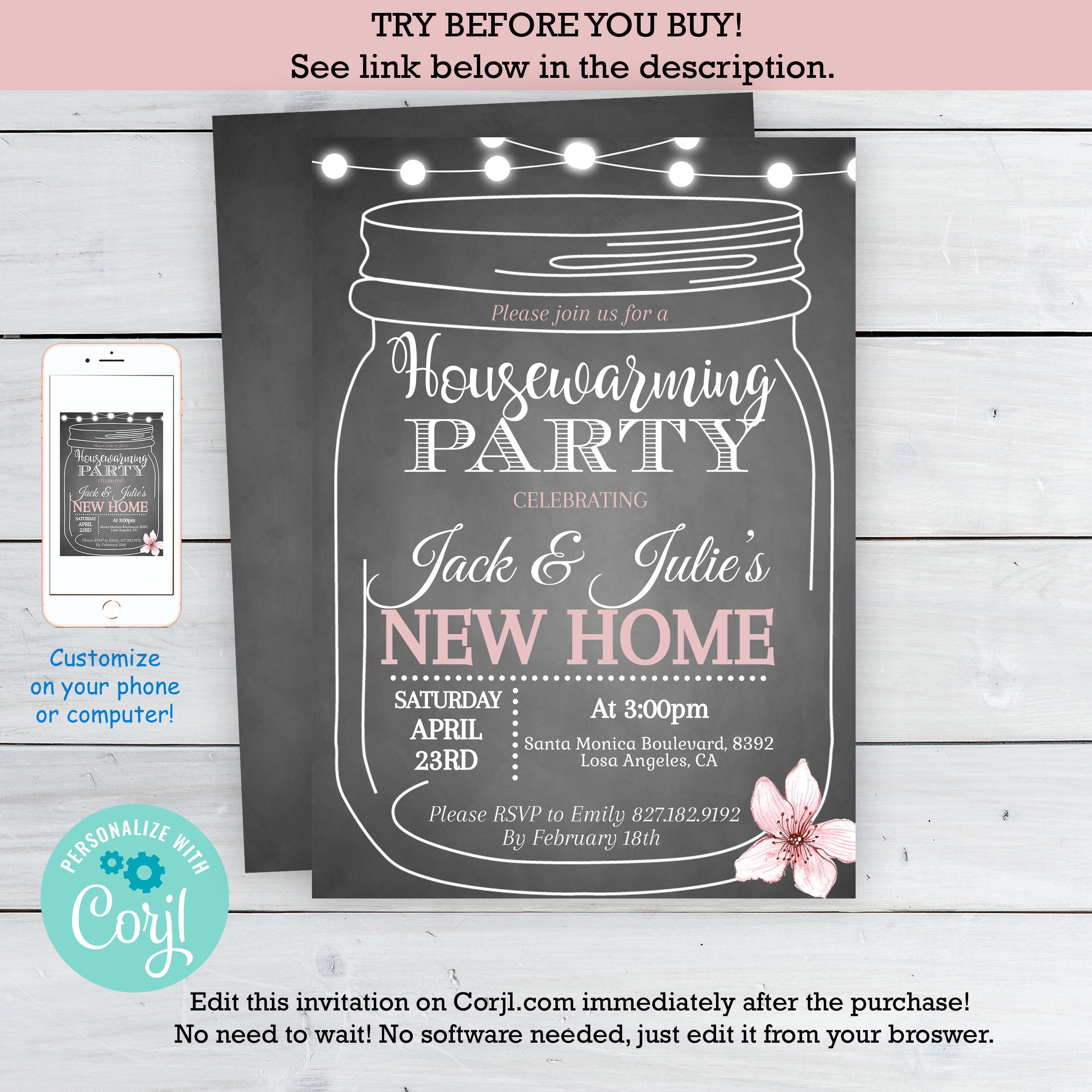 Housewarming Party Invitations Template Housewarming Bbq Etsy throughout sizing 2370 X 2370