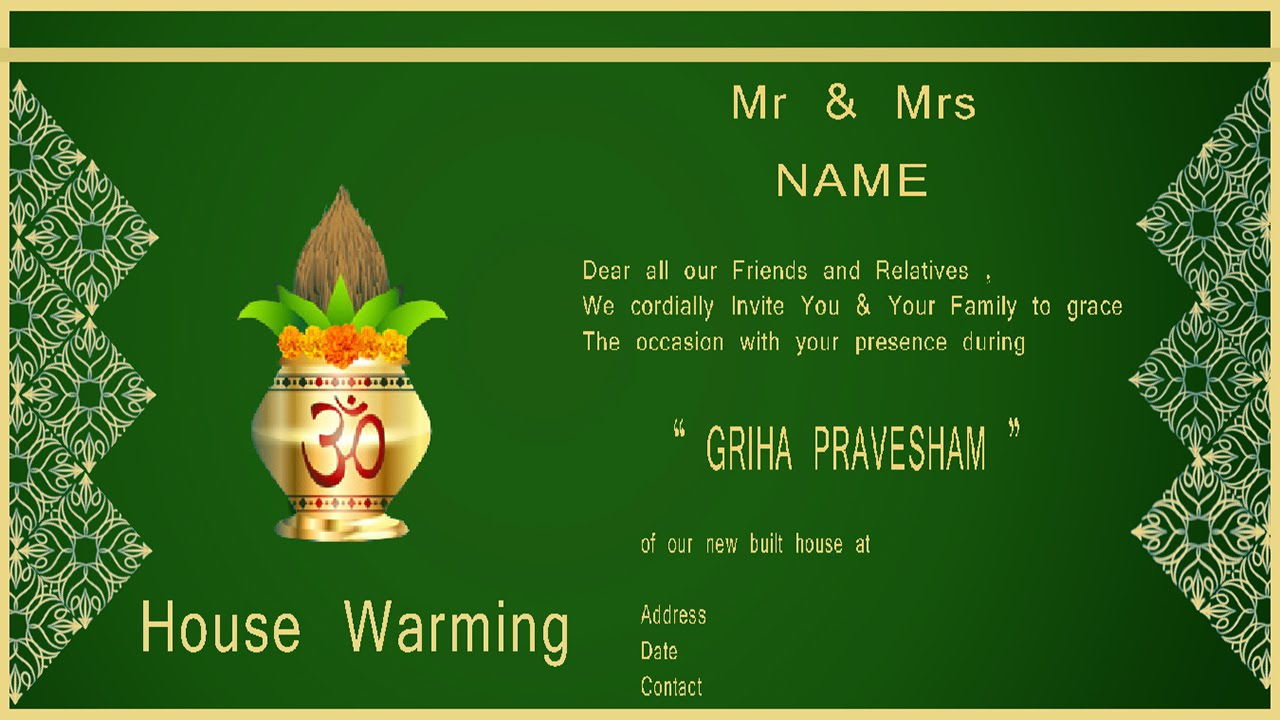 How To Design House Warming Ceremony Invitation Card In Photoshop with sizing 1280 X 720