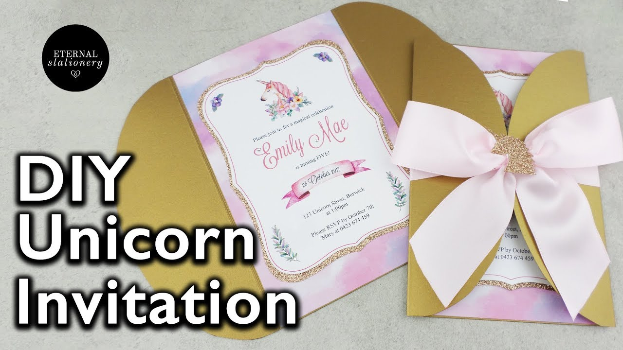 How To Make An Easy Unicorn Invitation Diy Birthday Party regarding proportions 1280 X 720