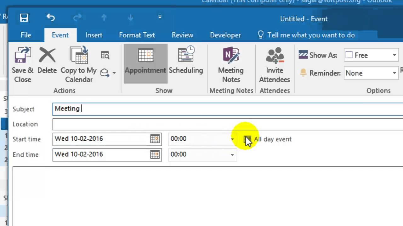 How To Send A Meeting Request In Outlook Youtube with dimensions 1280 X 720