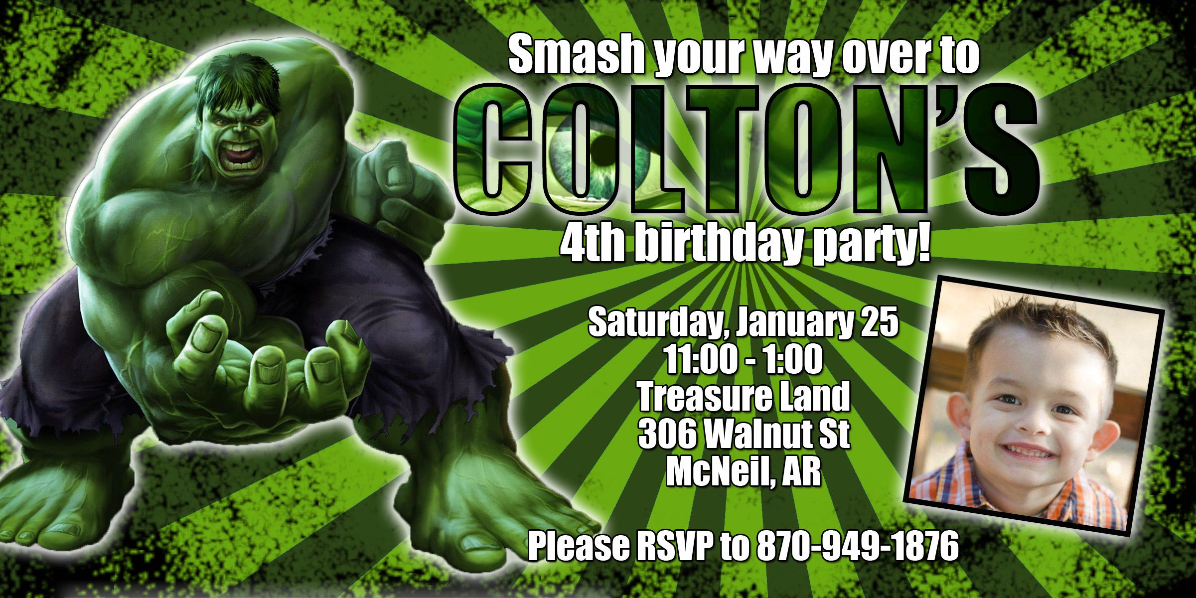 Hulk Birthday Party Invitation 4th Birthday Hulk Birthday Free intended for size 2400 X 1200