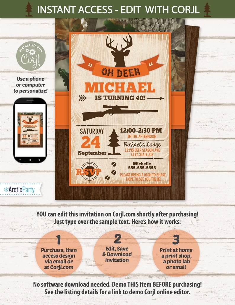 Hunting Party Invitations Hunting Birthday Party Invitation Etsy for proportions 794 X 1032