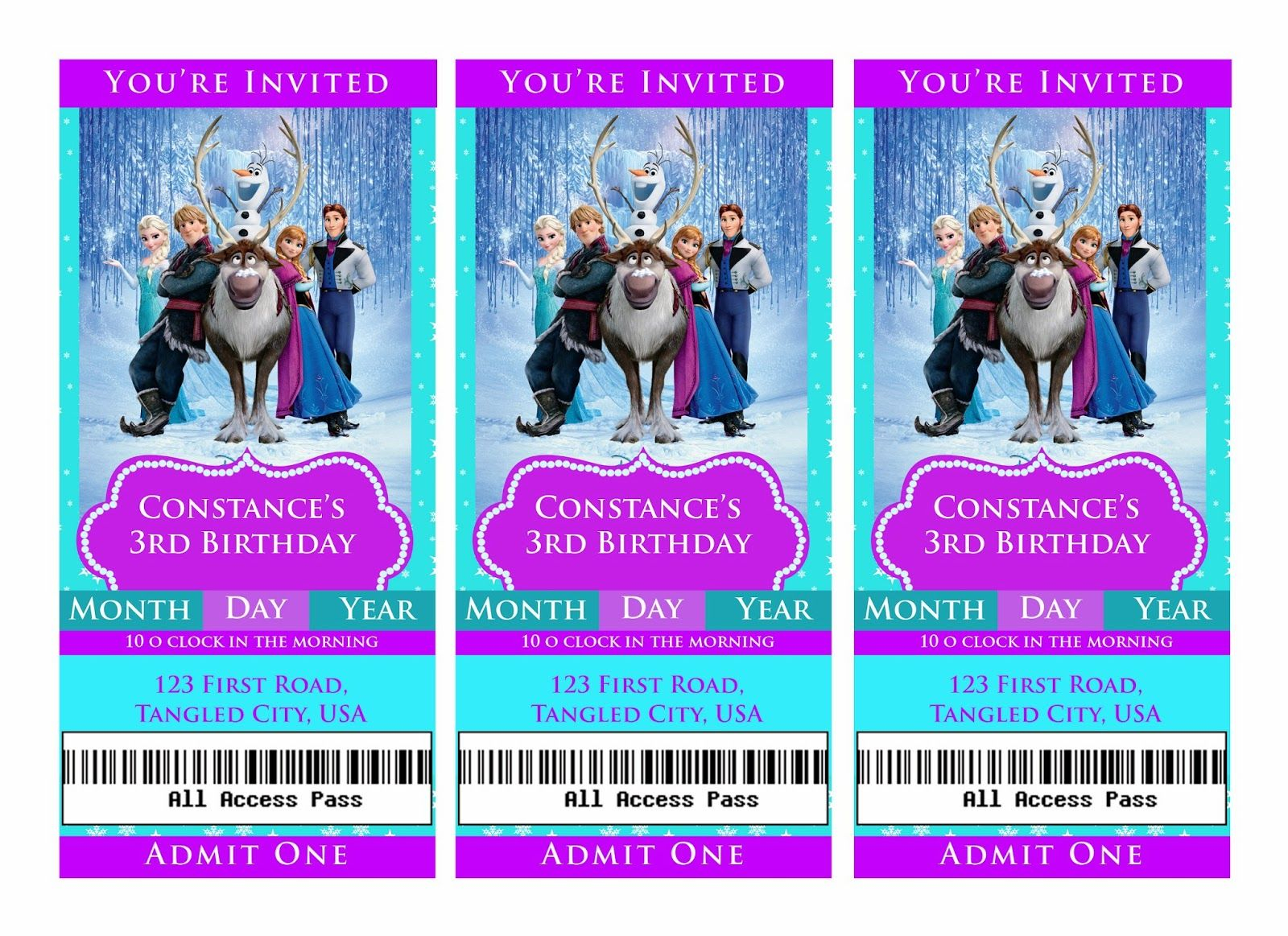 I Make I Share Disney Frozen Movie Ticket Invitation Frozen inside proportions 1600 X 1163