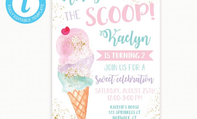 Ice Cream Party Invitation Template Ice Cream Birthday Etsy throughout measurements 2242 X 1944