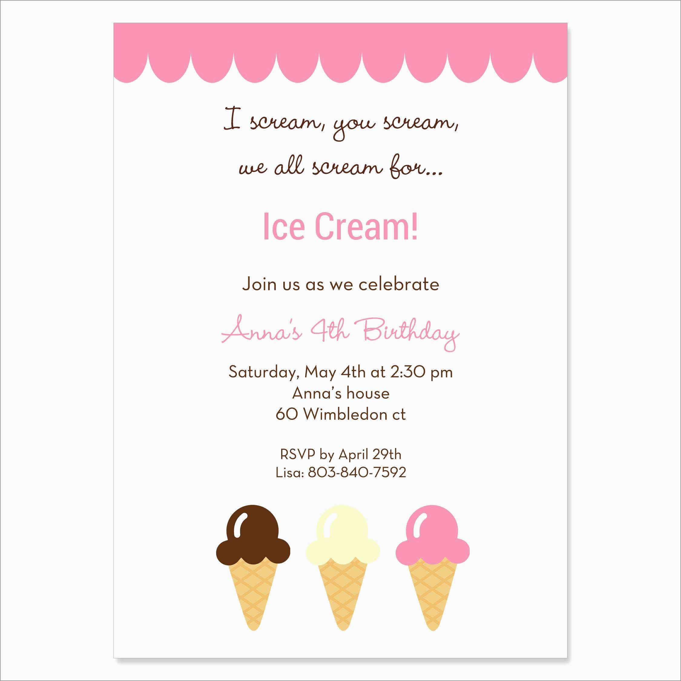 Ice Cream Social Invitation Template Free Prettier Best S Of Ice throughout sizing 2250 X 2250