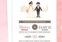 Illustrated Couple In Front Of Church Wedding Invitation Template inside sizing 960 X 1250