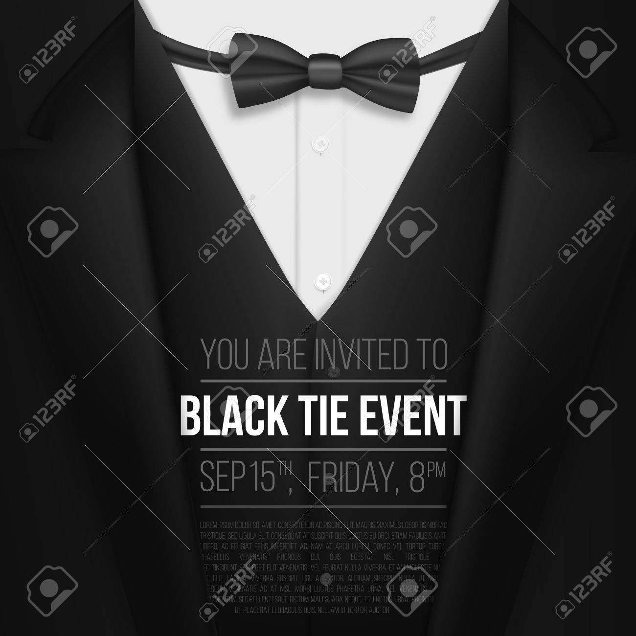 Illustration Of Realistic Vector Black Suit Black Tie Event regarding measurements 1300 X 1300