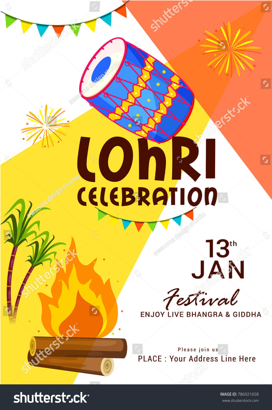 Illustration Punjabi Festival Lohri Celebration Invitation Stock pertaining to measurements 1061 X 1600