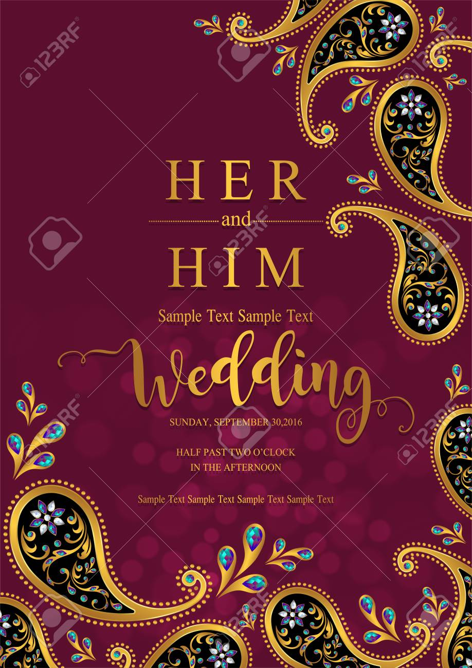 Indian Wedding Invitation Card Templates With Gold Patterned throughout size 918 X 1300