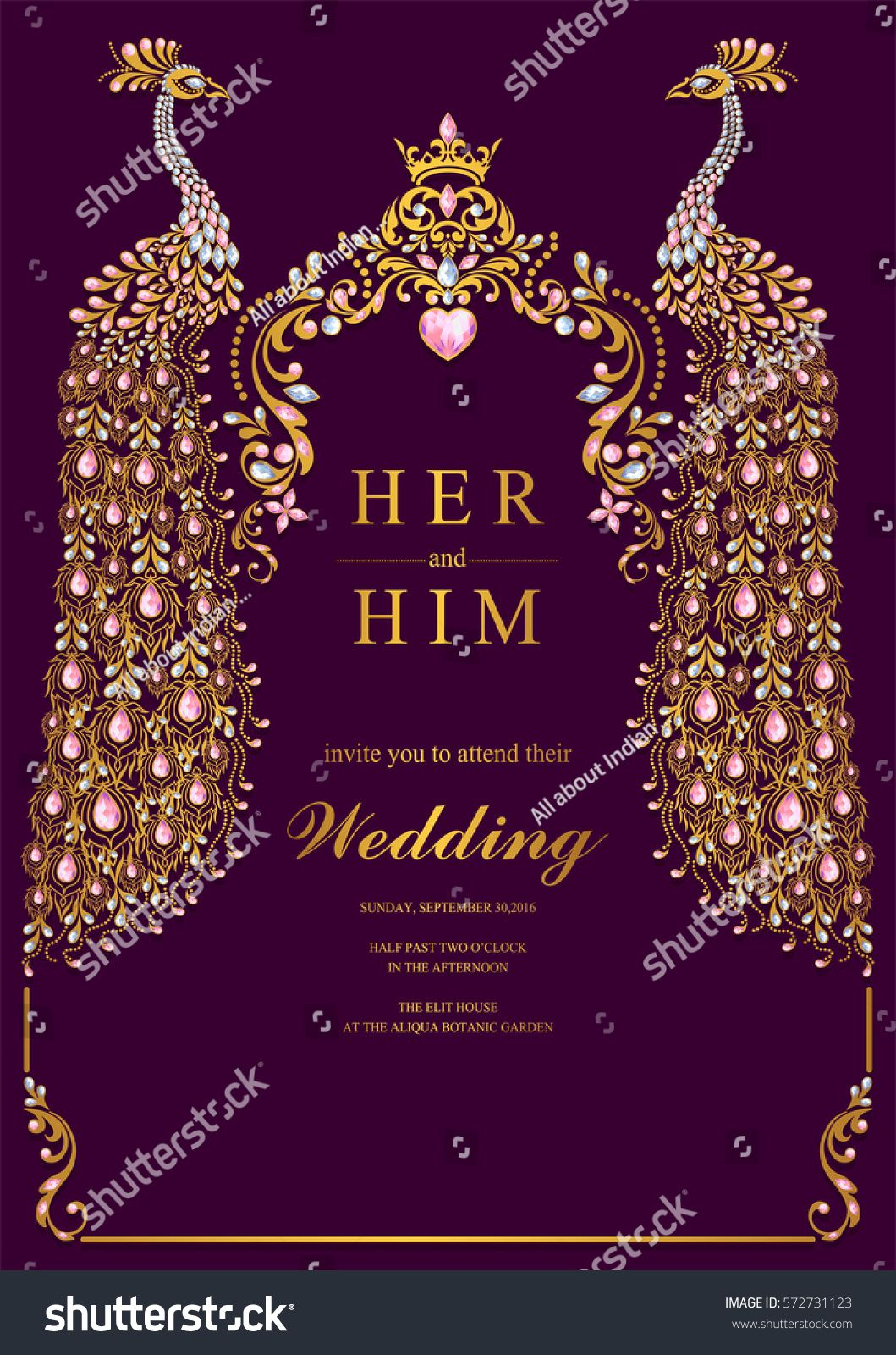 Indian Wedding Invitation Card Templates With Gold Peacock Patterned for measurements 1059 X 1600