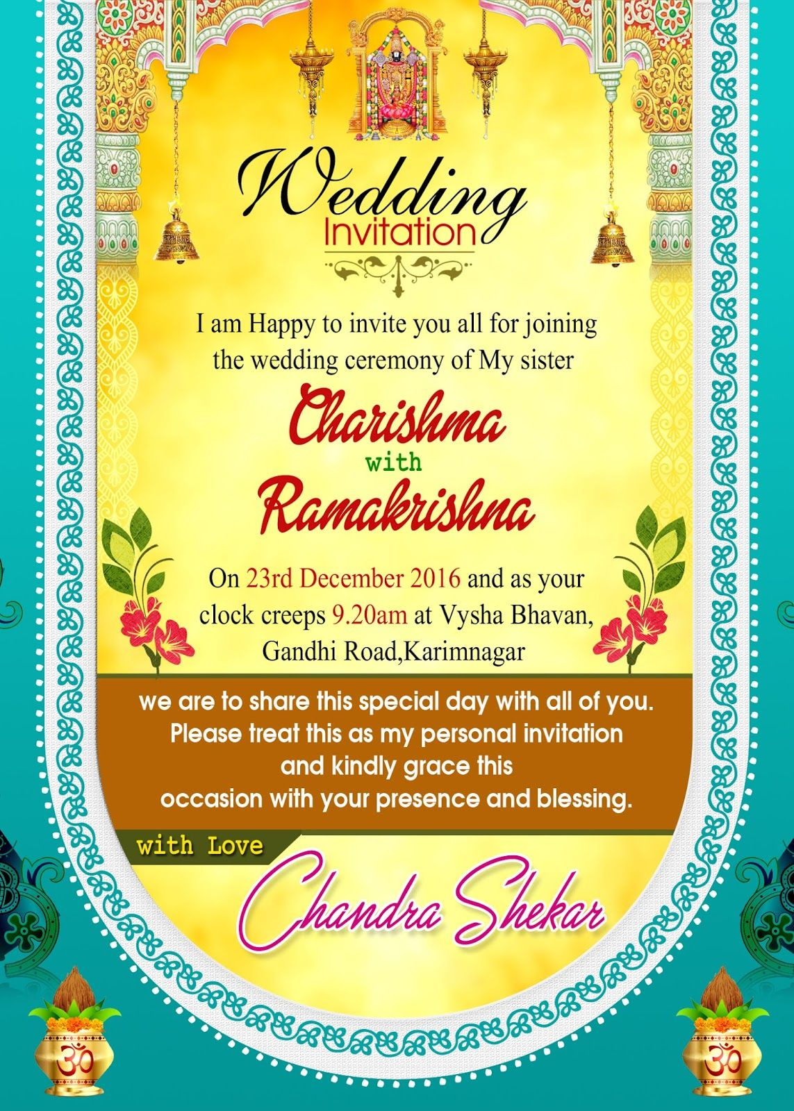 Indian Wedding Invitation Wordings Psd Template Free For Brothers inside size 1143 X 1600