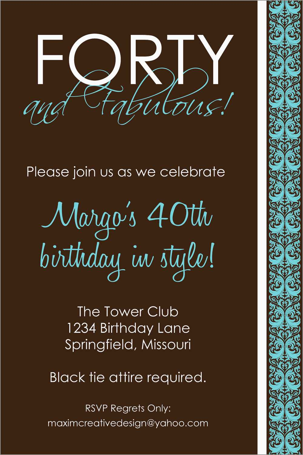 Inspirational 40th Birthday Invitation Templates Free Printable throughout measurements 1000 X 1500