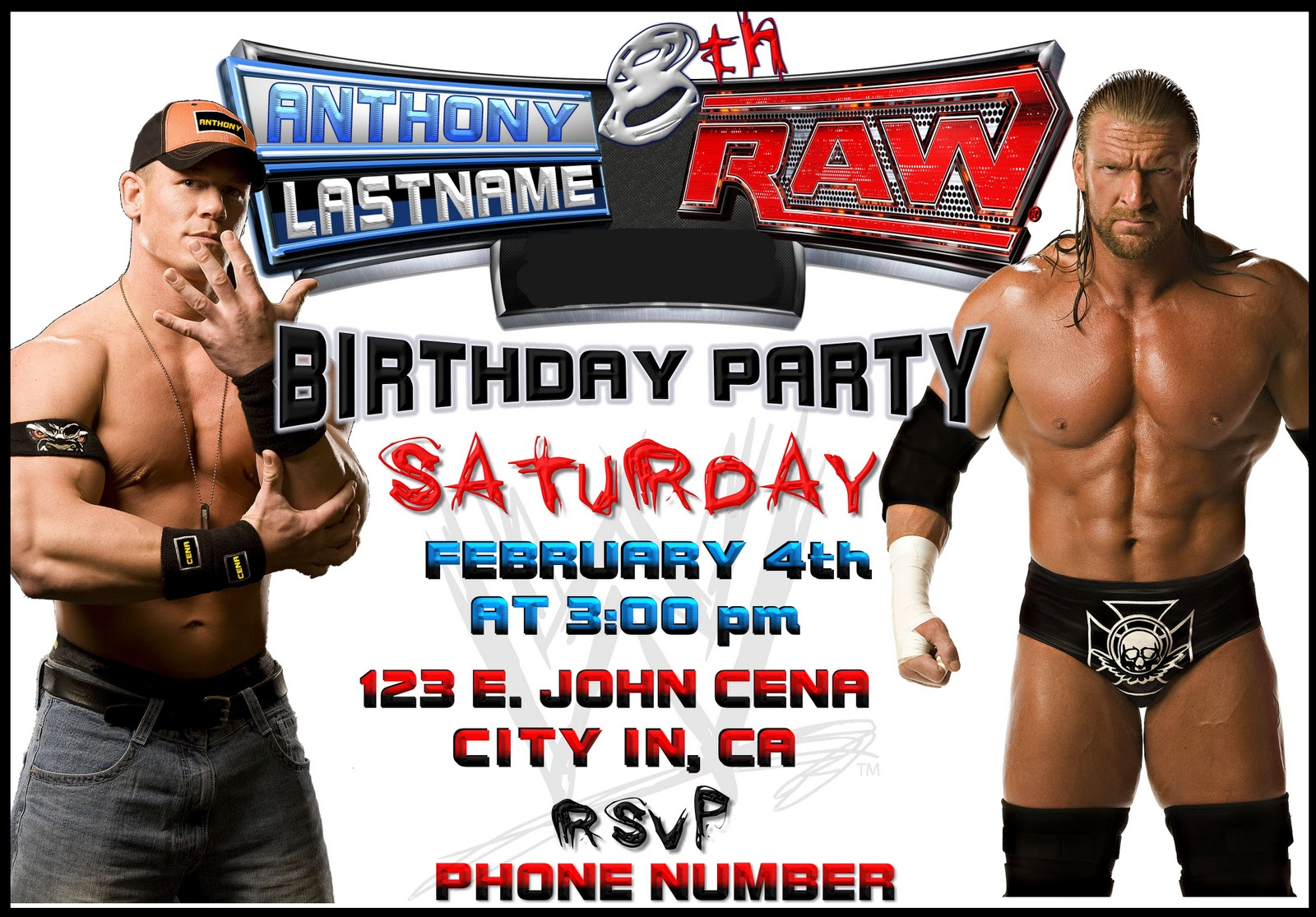 Interesting Wwe Birthday Invitations To Design How To Make A with regard to size 1600 X 1115