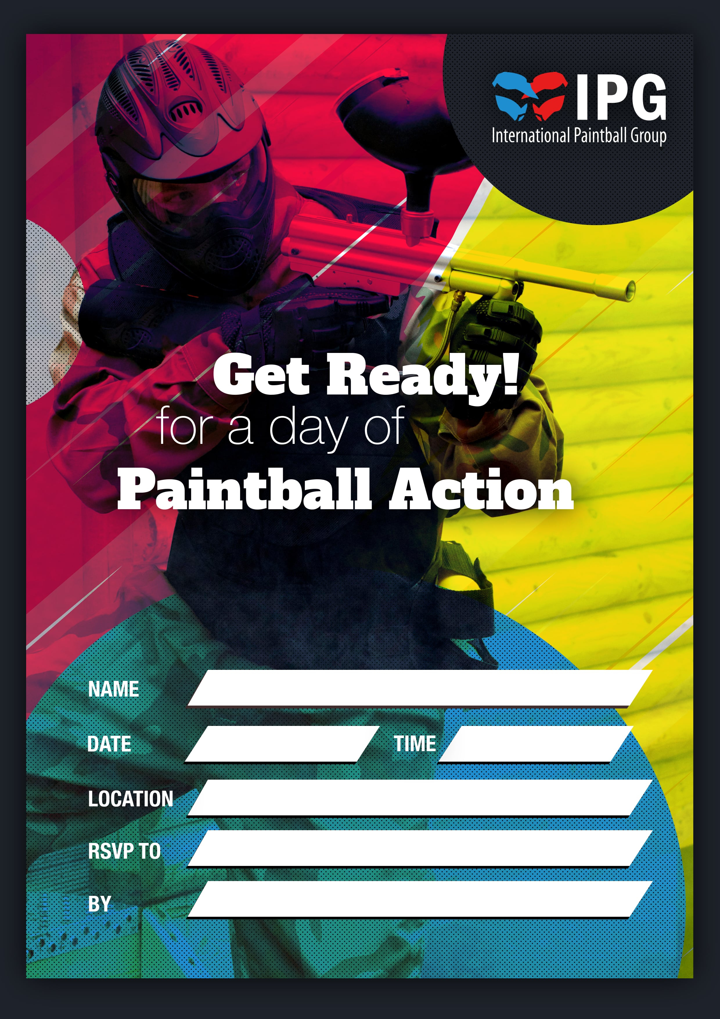 International Paintball Group Free Birthday Party Invitations inside size 2480 X 3508