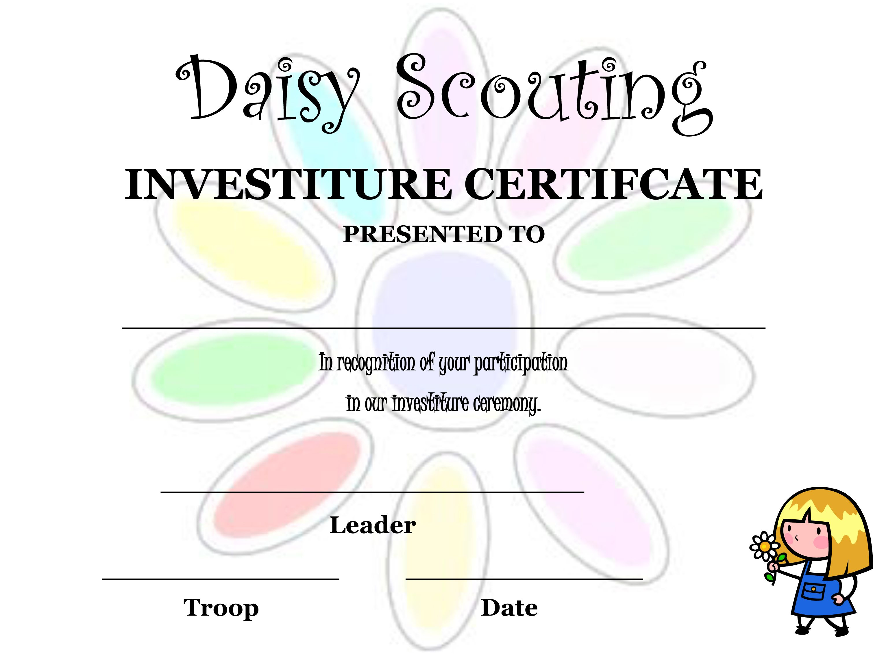 Investiture Ceremony Certificate Girl Scouts Brownie Girl Scouts with regard to proportions 3020 X 2271