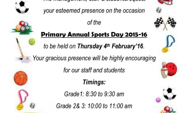 Invitation For Annual Sports Day Grade 1 2 3 Star Private School for measurements 1240 X 1754