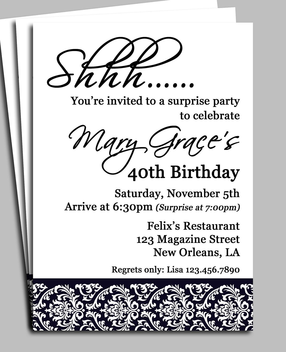 Invitation For Surprise Birthday Party Wording H Surprise Party for size 1219 X 1500