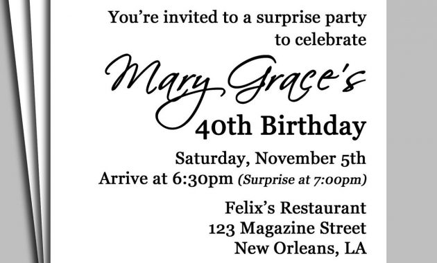 Invitation For Surprise Birthday Party Wording H Surprise Party with measurements 1219 X 1500