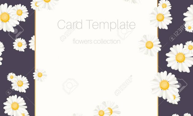 Invitation Greeting Card Template Trendy Daisy Chamomile Flowers for sizing 1300 X 1300