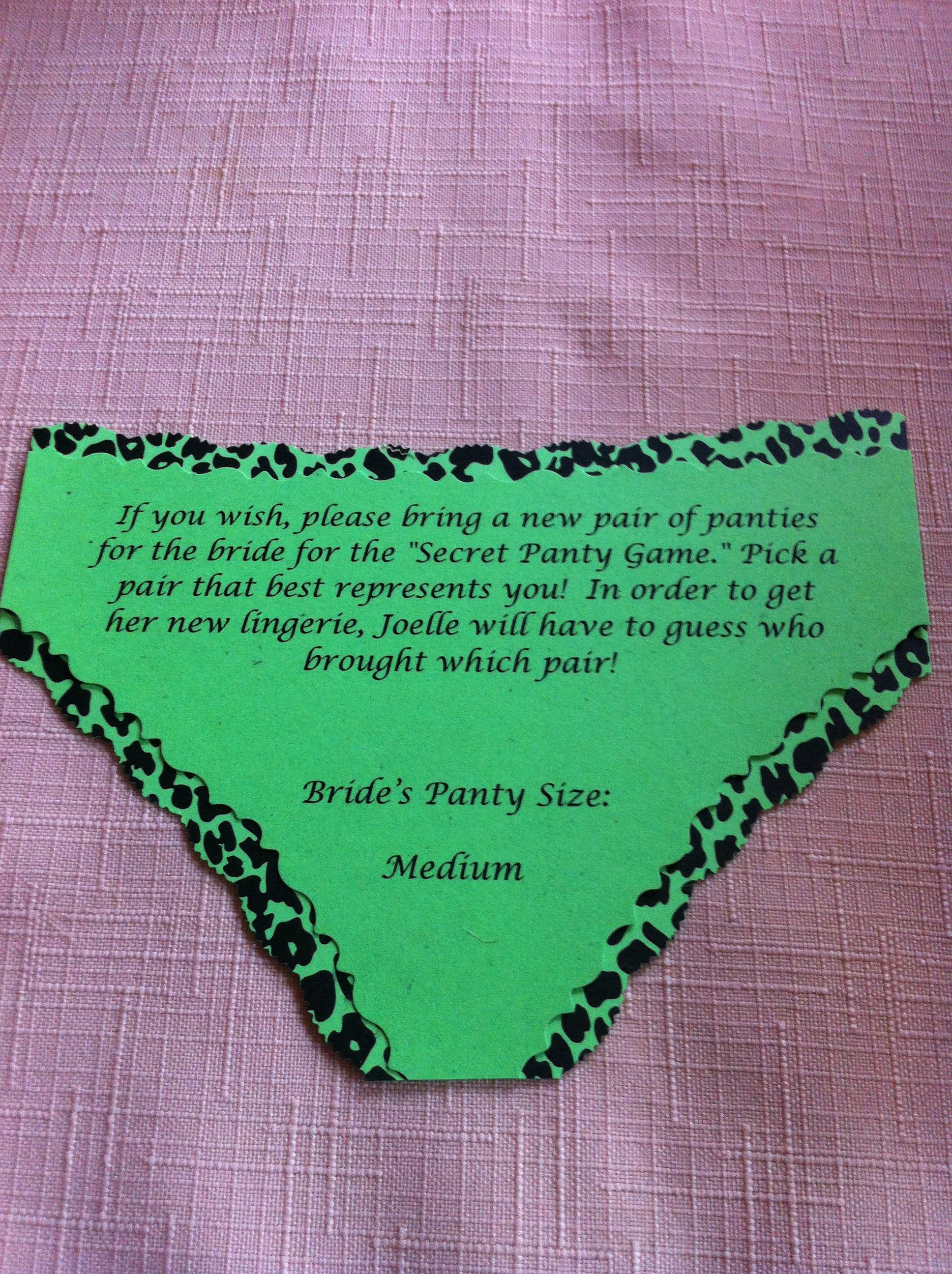 Invitation Insert For The Panty Game For A Bridal Shower Found for size 1936 X 2592