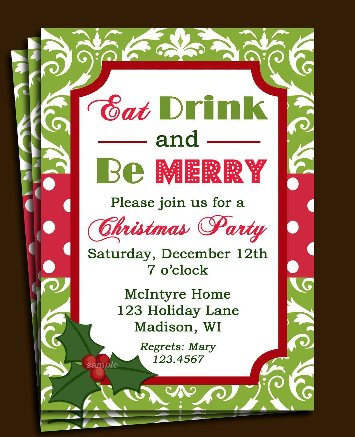 Invitation Letter Sample With Rsvp Party Invitations Holiday regarding size 1219 X 1500