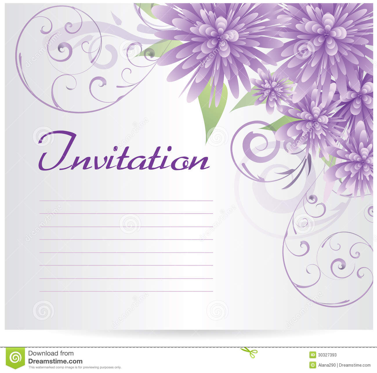 Invitation Template Blank With Purple Abstract Flowers Stock Vector for sizing 1300 X 1286