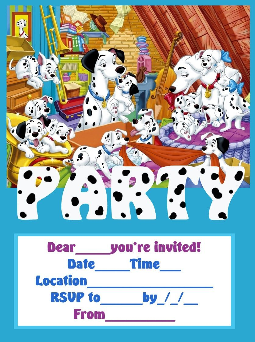 Invite 101 Dalmatians Party Birthday Invitations Kids Birthday regarding size 837 X 1122