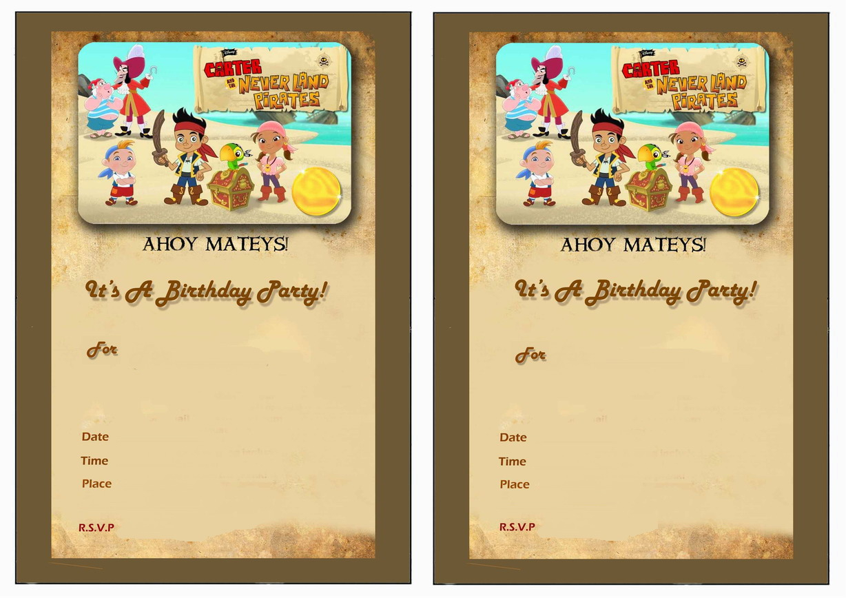 Jake And The Never Land Pirates Birthday Invitations Birthday regarding measurements 1228 X 868