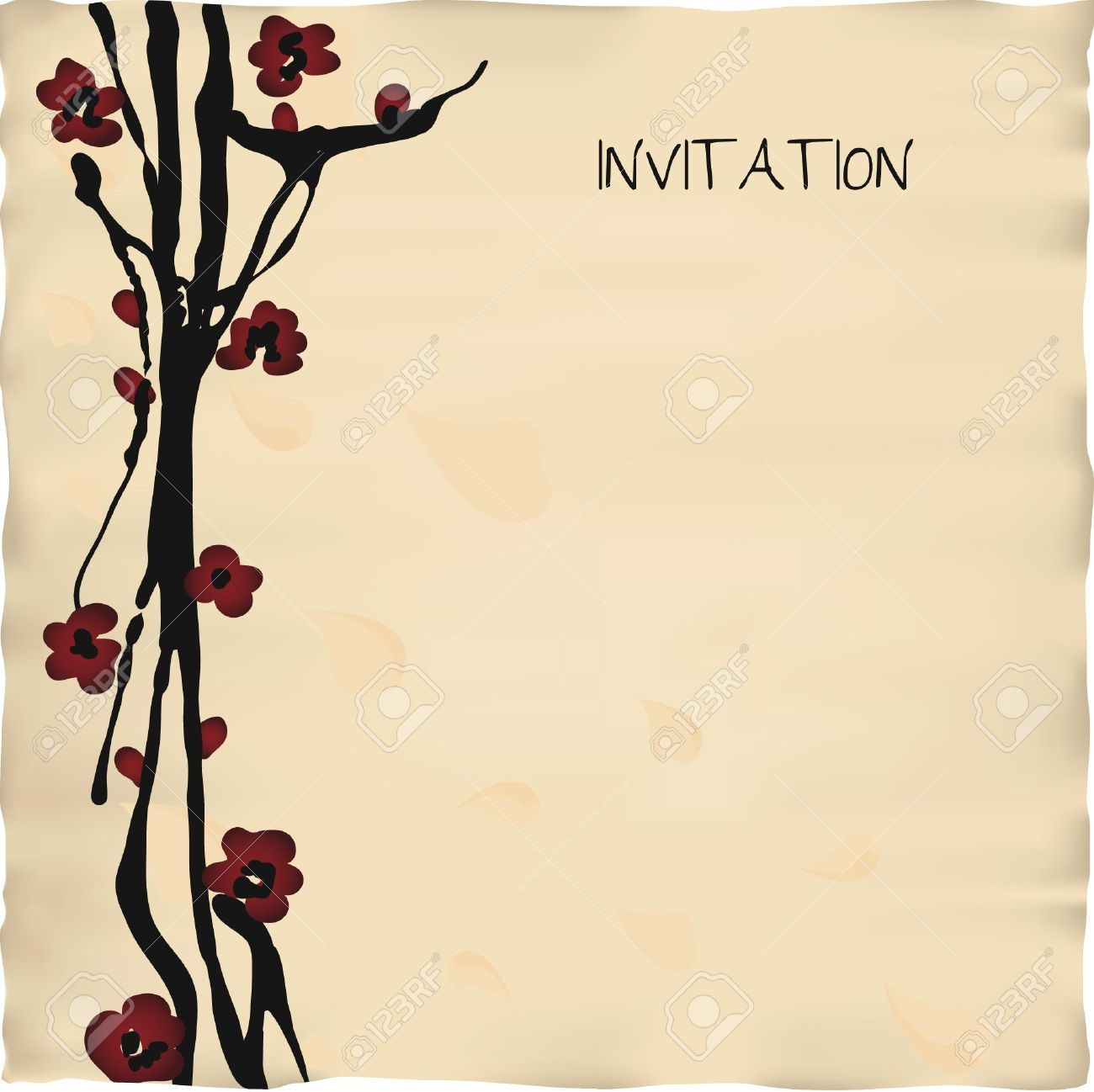 Japanese Or Chinese Style Invitation Card Template Royalty Free intended for dimensions 1300 X 1298