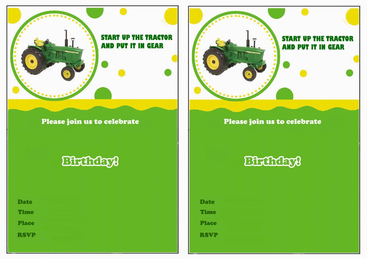 John Deere Free Printable Birthday Party Invitations Birthday throughout measurements 1228 X 868