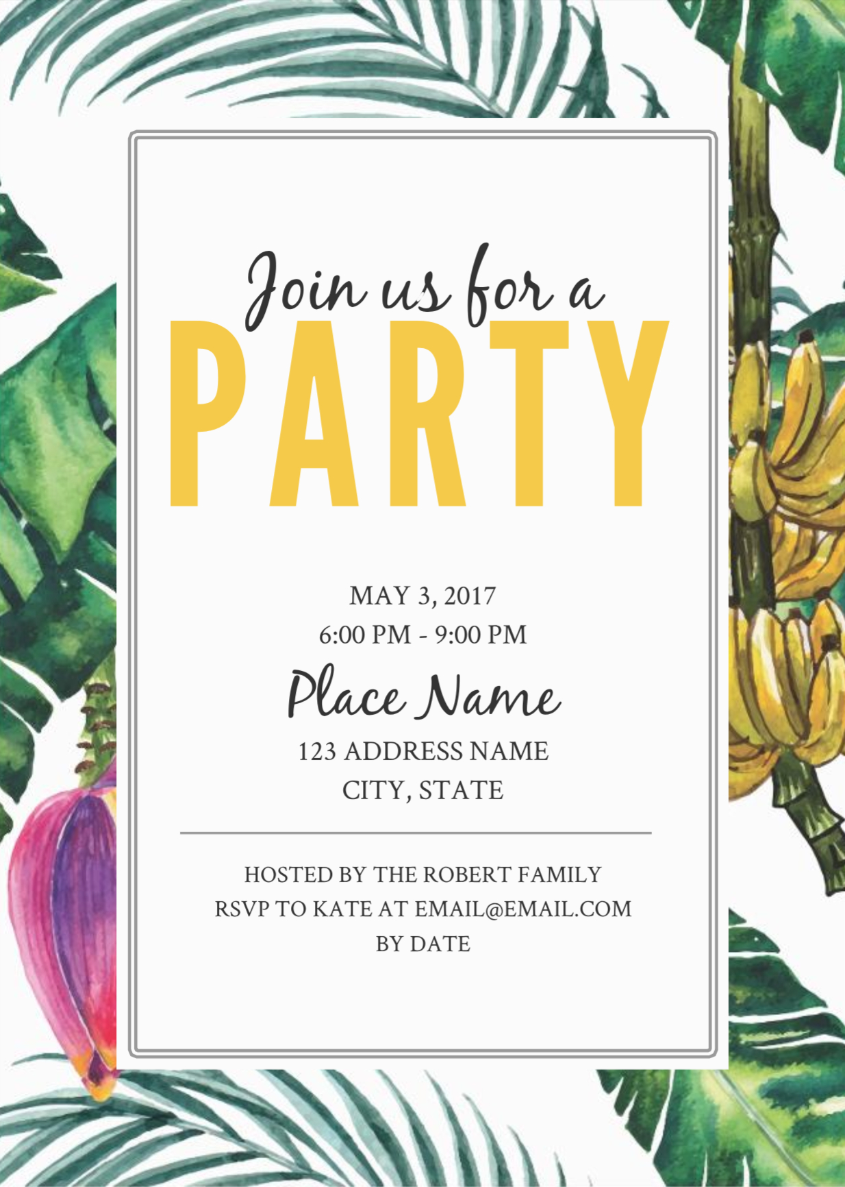 Jungle Party Birthday Invitation Template Free Personal Templates in dimensions 1234 X 1732