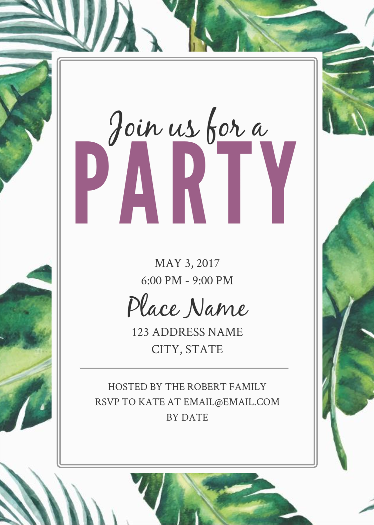 Jungle Party Birthday Invitation Template Free Personal Templates with size 1234 X 1730